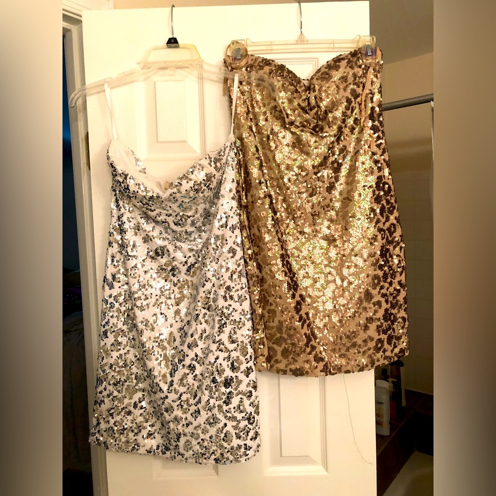 Iridescent leopard bustier club / festival dresses.